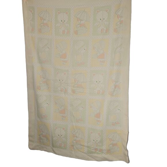 Riegal Babycare Crib Blanket Woven Vintage Kitschy Kids Animals Satin Trim FLAWS - Picture 1 of 16